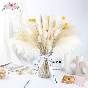 Fleurs décoratives naturel blanc séché Pampa herbe décor queue bricolage Bouquet Boho accessoires pour la maison décoration de mariage plante artificielle