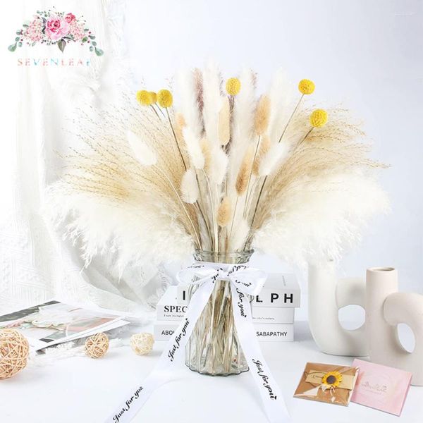 Fleurs décoratives naturel blanc séché Pampa herbe décor queue bricolage Bouquet Boho accessoires pour la maison décoration de mariage plante artificielle