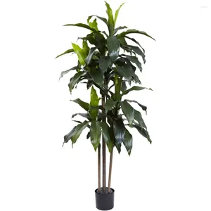 Fleurs décoratives presque naturelles 5 'dracaena plastique artificiel plante artificielle UV résistante (intérieur / extérieur) vert