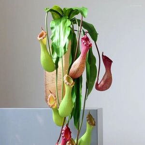 Fleurs décoratives Nepenthes branche tenture murale fausses plantes décor de chambre artificielle chambre décoration Flores déco singe tasse