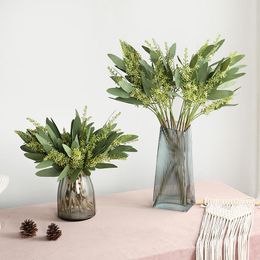 Fleurs décoratives nodiques artificielles longues feuilles d'eucalyptus branche d'arbre maison Table décor fleur