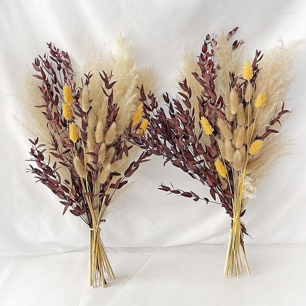 Decoratieve Bloemen Noordse Gedroogde Bloemen Pampas Gras Herfst Decoratie Eucalyptus Blad Staart Bruidsboeketten Home Decor Vaas Vulmiddel