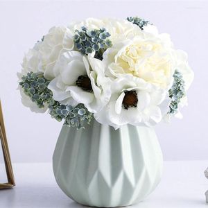 Fleurs décoratives nordique pivoine Bouquet anémone mariage mariée soie artificielle bricolage décor à la maison