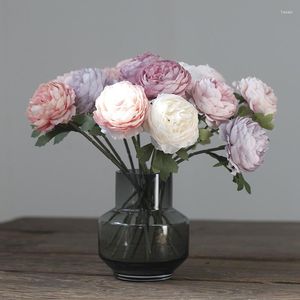 Fleurs décoratives NordicTea Rose pivoine artificielle mariage Bouquet de mariée soie bricolage Flores maison fournitures salle de fête décor de Table