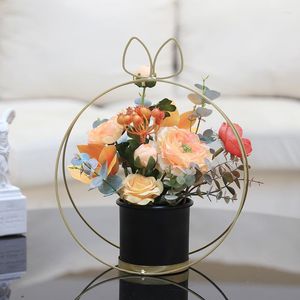 Fleurs décoratives Europe du Nord Simplicité Ornements de fleurs artificielles Décoration de roses de mariage pour la maison de table