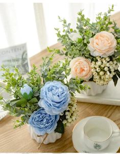 Decoratieve bloemen Noord-Europese stijl Set keramisch touw Rose Vaas Plant Home Office Wedding Party Decoratie Imitatie