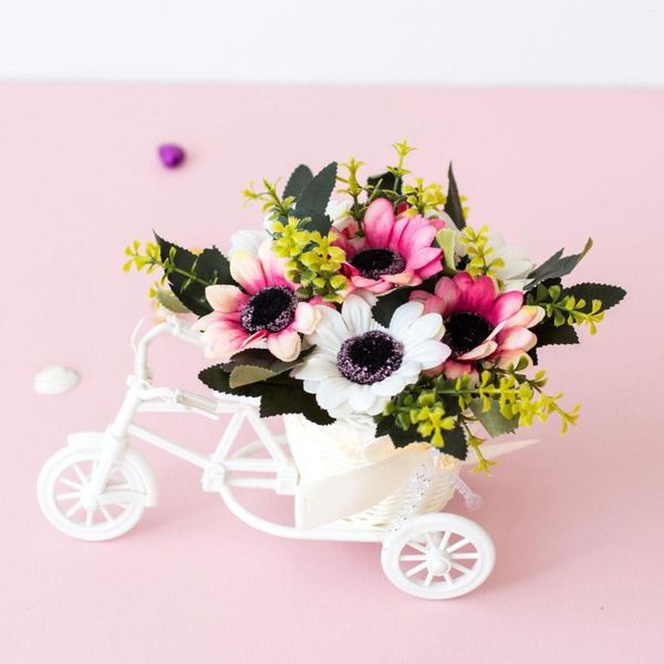 Fleurs décoratives nostalgique vélo fleur artificielle décor plante support chrysanthèmes rotin vélo bureau Mini jardin maison