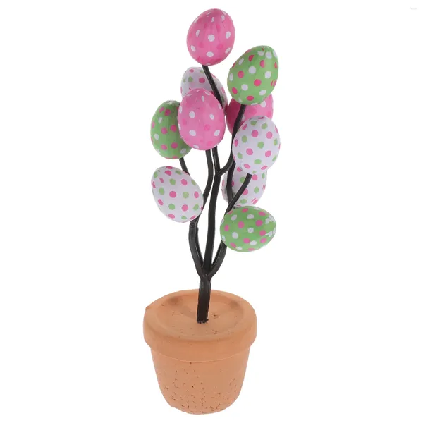 Flores decorativas novedad huevo de Pascua Bonsai huevos coloridos planta en maceta Po Prop