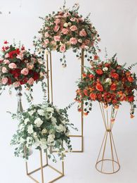 Fleurs décoratives Nueva Mesa De Centro Plantas Vid La Boda DIY Fondo Para Decoracion BOLA FLORES ARTIFICIALES Seda