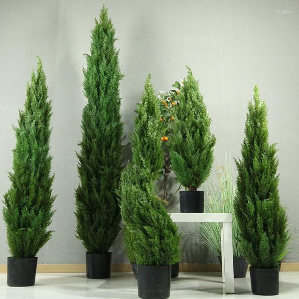 Flores decorativas O-X582 Venta al por mayor Resistente a los rayos UV En maceta Árbol artificial Paisajismo Podocarpus Bonsai falso al aire libre