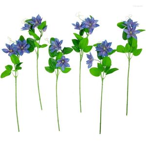 Decoratieve bloemen van 6 blauwe echte kunstmatige lotusbloemensprays 25 babysademcadeaus voor vriend eucalyptusslinger telefoon C