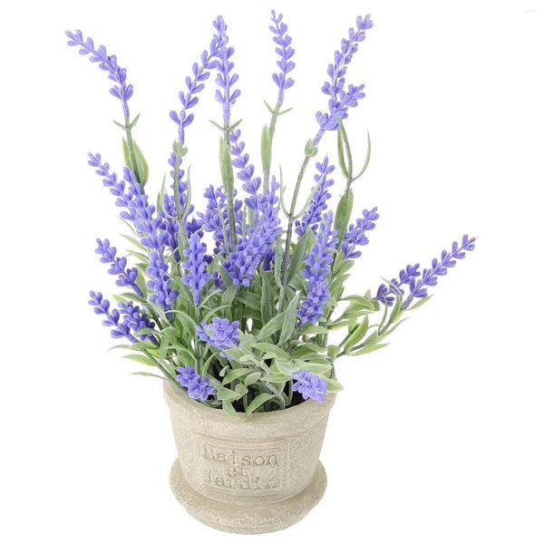 Flores decorativas Decoración de oficina Planta de lavanda Maceta artificial Decoraciones Plantas en maceta