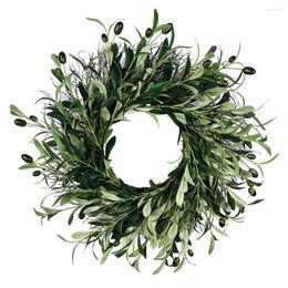 Fleurs décoratives Olive branche couronnes guirlandes haricots artificiels pour porte d'entrée avec feuilles verdure couronne de Noël guirlande