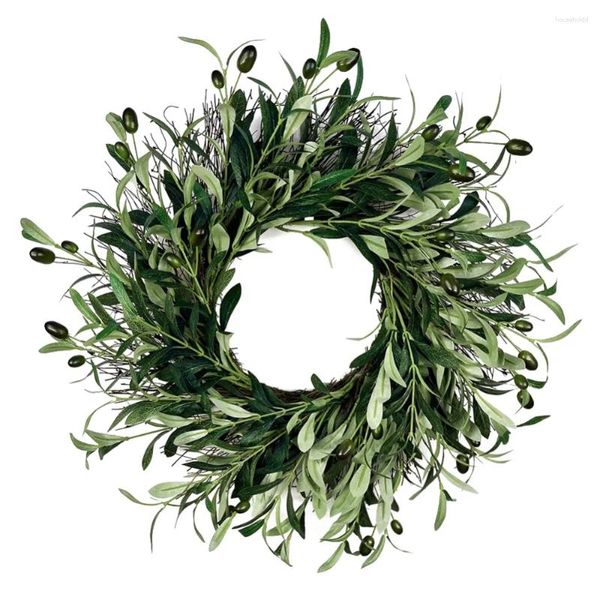 Fleurs décoratives Olive branche couronnes guirlandes haricots artificiels pour porte d'entrée avec feuilles verdure couronne de Noël guirlande