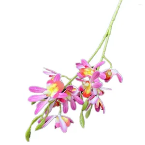 Fleurs décoratives One Artificial Mini Oncidium Flower Branch 12 Head 40cm Silk Cymbidium Orchid Plant pour centres de mariage Floral