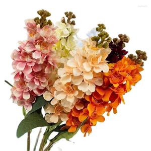 Flores decorativas Una seda artificial Larkspur Violeta Delphinium beige/rosa/rosa rojo/naranja/color azul claro orquídea cymbidium