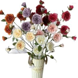 Fleurs décoratives Une fausse longue tige Austin Rose (7 têtes / pièce) 30 "Longueur Simulation Ronde Rosa Feuille Verte Pour Centres De Table De Mariage