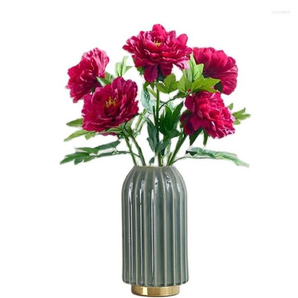 Fleurs décoratives Une tige de fleur de fausse pivoine Soie artificielle Grande taille Branche d'arbre de camélia pour centres de mariage Décoration florale pour la maison