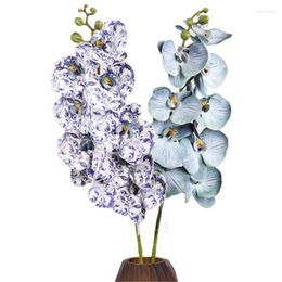 Flores decorativas Una rama de flor de orquídea de mariposa de silicona Artificial Buena calidad Polilla Phalaenopsis 9 cabezas para centros de mesa de boda