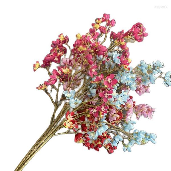 Fleurs décoratives une branche de fleur de fleur de pommier en soie tige de bégonia Sakura pour la décoration d'arbre de mariage d'événement artificielle