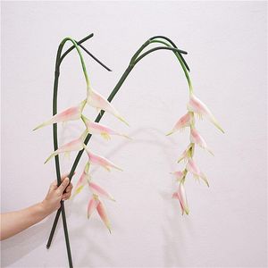 Decoratieve bloemen Oranje Paradise Orchid Large 95 cm Real Touch Silicone Wedding Artificial Flower Flower Event Party Decoratie -