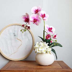 Fleurs décoratives Orchidée Artificielle Avec Des Plantes En Pot En Pot Faux Maison Décoration Fête Des Mères Cadeau Décor À La Maison De Luxe