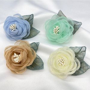 Decoratieve Bloemen Organza Brandrand Bloem Accessoires Stof Stereo Broche Haarspeld Diy Handgemaakte Halffabrikaten Accessoires.