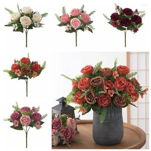 Decoratieve bloemen ornament po props feestbenodigdheden levensechte plant retro zijden pioen pioen kunstmatige boeket bloemen arrangement