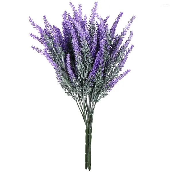 Flores decorativas Ounona 4 unids ramo de lavanda flocado artificial en púrpura nupcial hogar bricolaje piso jardín oficina decoración de la boda