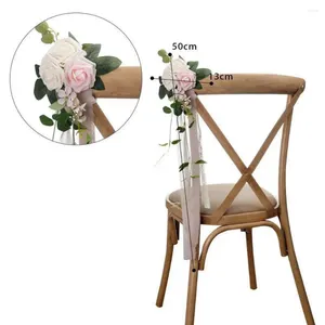 Fleurs décoratives extérieure chaise artificielle arrière fleur simulation de style minimaliste rose faux pour la décoration de mariage des fournitures de fête de fête décor