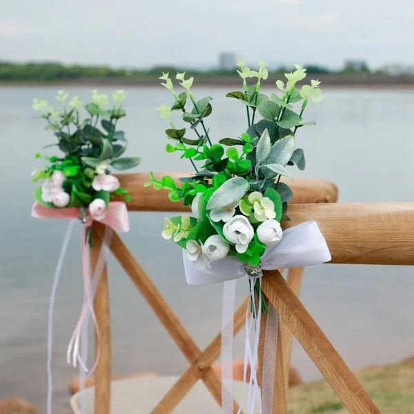 Flores decorativas Silla al aire libre Respaldo Flor El Escena de actividad Bosque artificial Planta verde Cortinas atadas