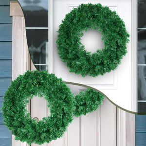 Decoratieve bloemen Outdoor Kerstdecoraties voor deur 50 cm krans kunstmatige groene PVC -kransen seizoensgebonden huisdecoratie diy