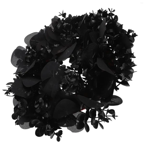 Flores decorativas Corona de Halloween al aire libre Anillo negro Adornos colgantes de calabaza Atmósfera de terror Decoración del hogar Flor de seda