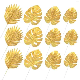 Decoratieve Bloemen OYARD 20st Faux Palm Bladeren Tropische Kunstmatige Nep Ornament (Gouden)