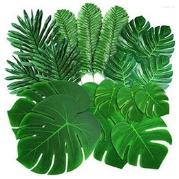 Flores decorativas Hojas de palma Artificial Tropical Monstera Verde Decoraciones de hojas falsas para decoración Fiesta temática de cumpleaños de boda