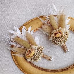 Flores decorativas Pampas hierba mini flores secas Boda o decoración de boho con colas pequeños ramos y arreglos de pastel