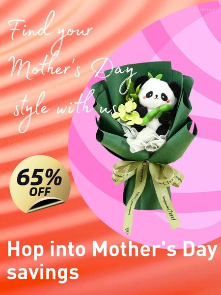 Fleurs décoratives Panda Doll Bouquet 520 Gift de la Saint-Valentin pour la fête des mères pour petite amie et femme Décor de maison