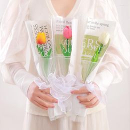Decoratieve bloemen Parents 'Day Gifts Tulp Flower Bouquet Ins Artificial Mini Homemade Fake Mother's Wedding Home Decor