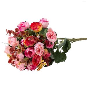 Fleurs décoratives fête bouquet boutiqueurs de table d'anniversaire bricolage rose artificielle pour le mariage décor de maison du bureau nuptial jardin fleurie faux