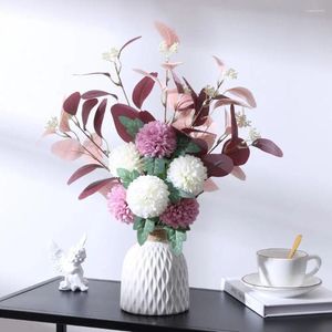 Fleurs décoratives fête salon nordique simulation bouquet hydratensea fausse fleur de soie chrysanthemum balle artificielle
