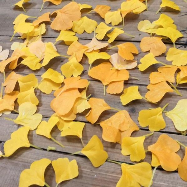 Fleurs décoratives fournitures de fête jaune ornement de mariage Artificail Ginkgo feuilles automne atmosphère Faux chute feuille décoration de la maison
