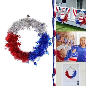 Fleurs décoratives Patriotique American Wreath 4 juillet Porte d'entrée Garlande colorée pour la fenêtre Indépendance Day Party Decor Supplies