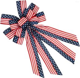 Fleurs décoratives Guirlande patriotique Bow Drapeau américain Bunting | L'Amérique s'incline le jour de l'indépendance pour le décor de clôture de mur de porte d'entrée