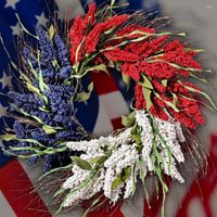 Guirlande patriotique de fleurs décoratives colorée pas facile à estomper largement utilisée décoration de guirlande artificielle du 4 juillet Memorial Day