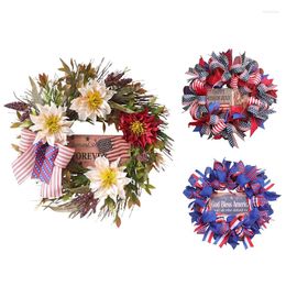 Decoratieve bloemen patriottische krans onafhankelijkheidsdag decoratie 4 juli herdenkingsbekleding decor voor de voordeur muur buiten