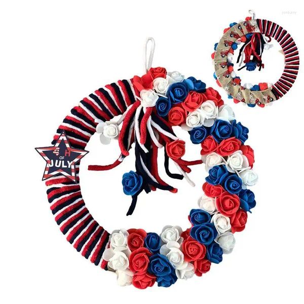 Fleurs décoratives couronnes patriotiques pour porte d'entrée 4 juillet