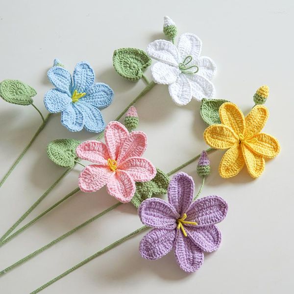 Fleurs décoratives Paulownia en laine faite à la main, Bouquet au Crochet, ameublement de décoration de chambre à coucher, cadeau de saint valentin