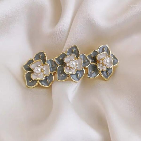 Fleurs décoratives perle épingle à cheveux camélia frange pince à ressort côté cheveux accessoires littéraire rétro Style