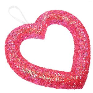 Fleurs décoratives Pendant Love Couronne fleur Garland Heart Sanging Plastic Saint Valentin Decorations For Home