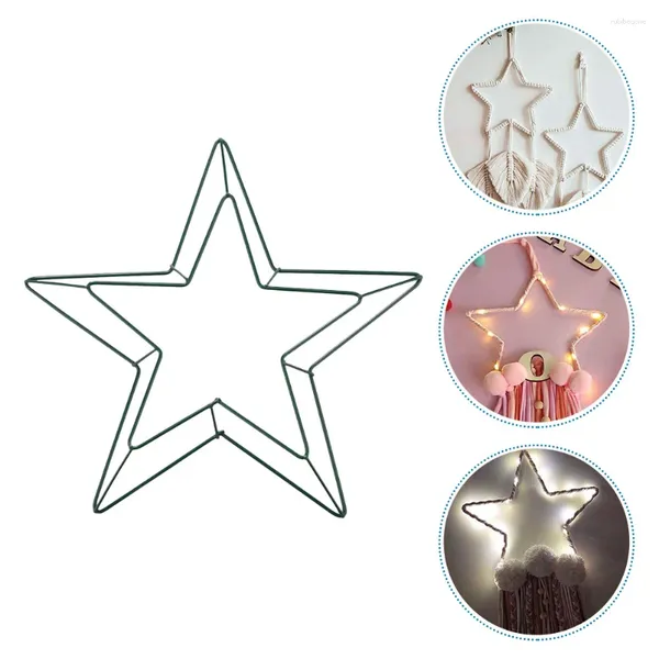 Flores decorativas Pentagrama Garra Garland Anillos de corona de hierro Diy Muro de pared Star colgando Decoración navideña Ronda de cinco puntas